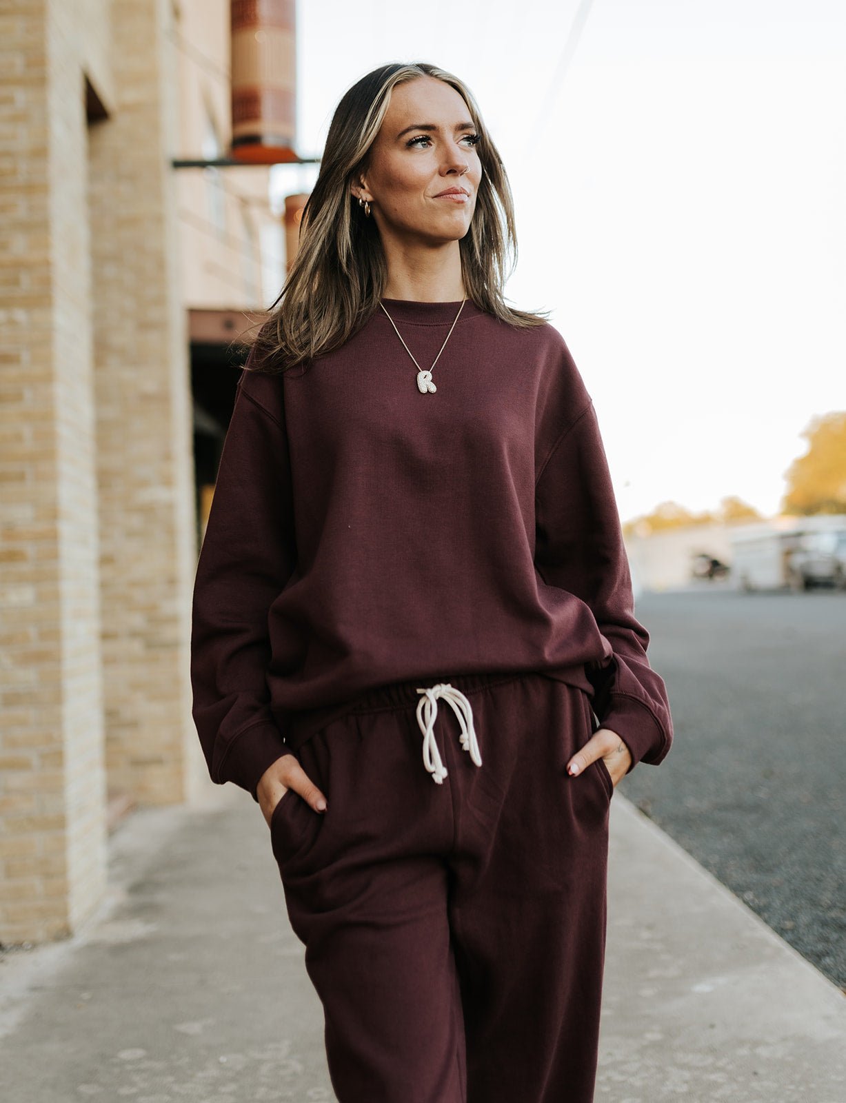 Boyfriend Sweatshirt Merlot ZT254924 - Southern Soule Designs