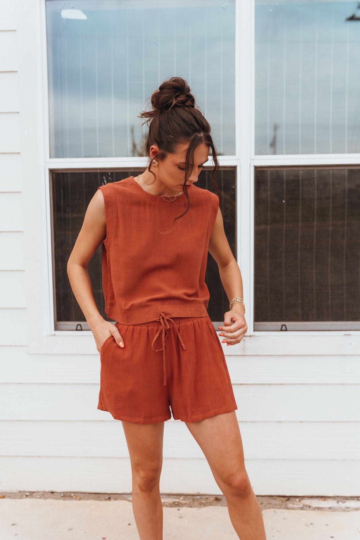 Brick Sleeveless Top and Short Set WL24 - 9965 - Southern Soule Designs