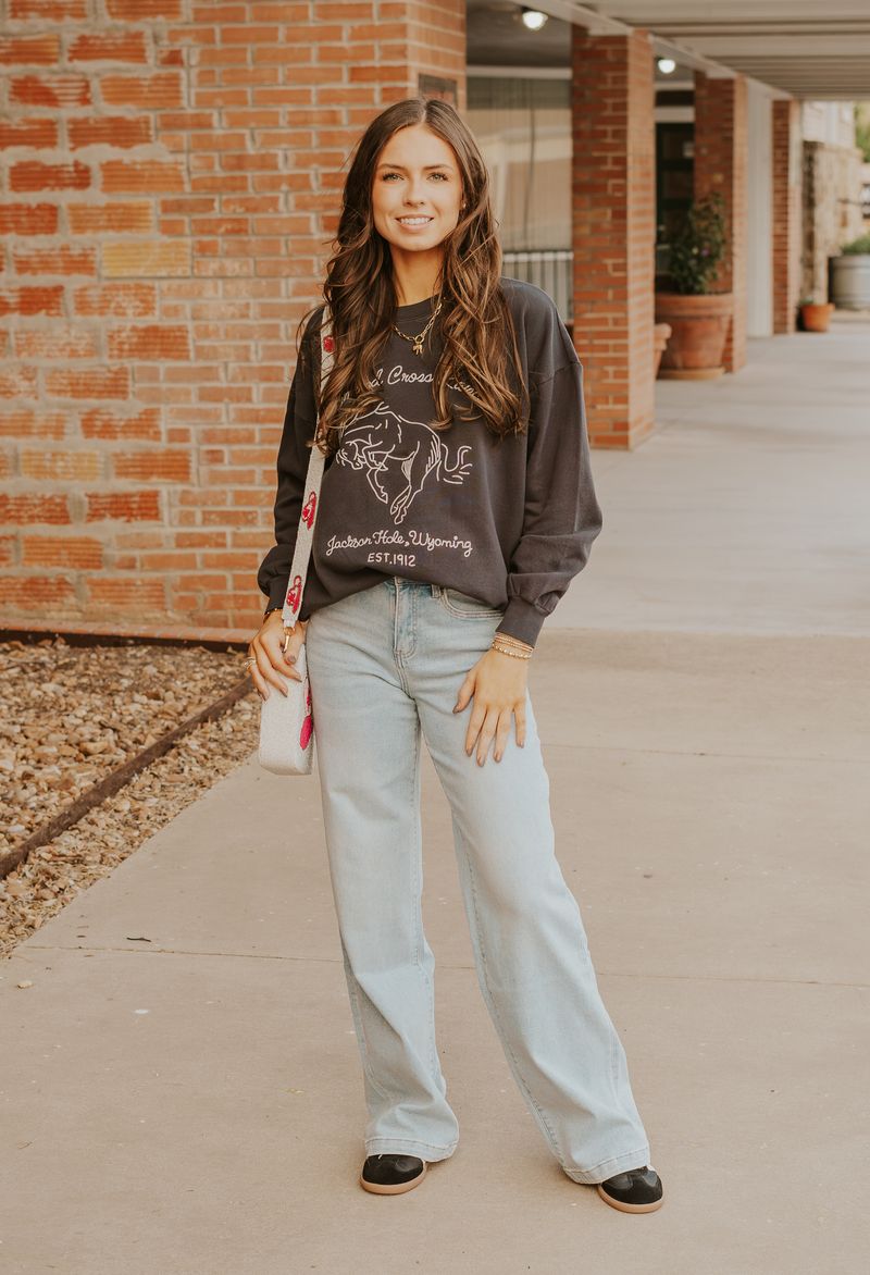 Bronc Sunday Sweatshirt Black Sand GT243647S - Southern Soule Designs