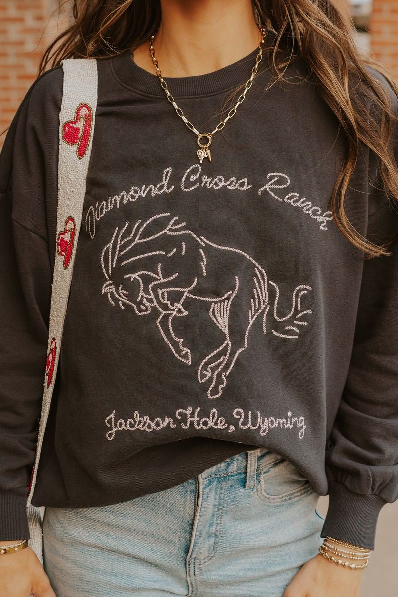 Bronc Sunday Sweatshirt Black Sand GT243647S - Southern Soule Designs