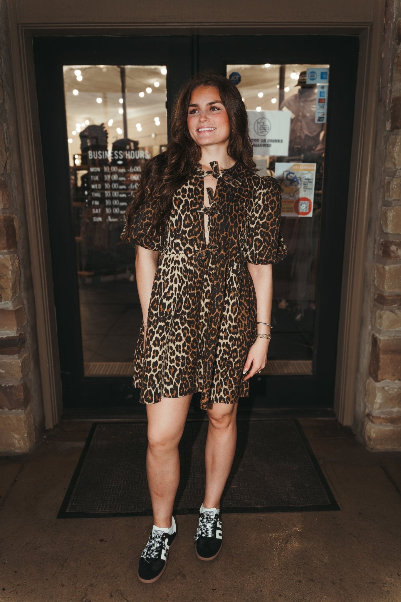 Brown Arlo Leopard Denim Mini Dress S1754D - 1 - Southern Soule Designs