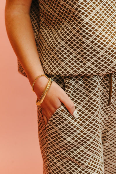 Brown Cropped Wide Texture Pants P7305 - Southern Soule Designs