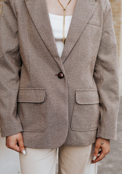 Brown Elfi Tweed Blazer - Southern Soule Designs