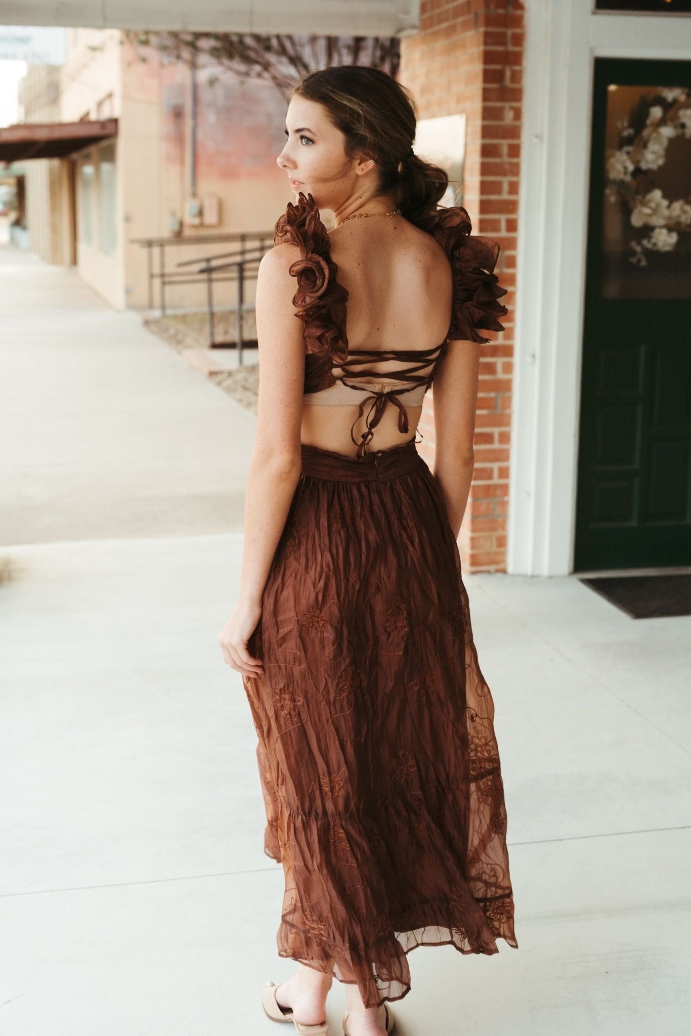 Brown Floral Embroidered Maxi Dress LD2163 Southern Soule Designs Brown Floral Embroidered Maxi Dress LD2163 Southern Soule Designs