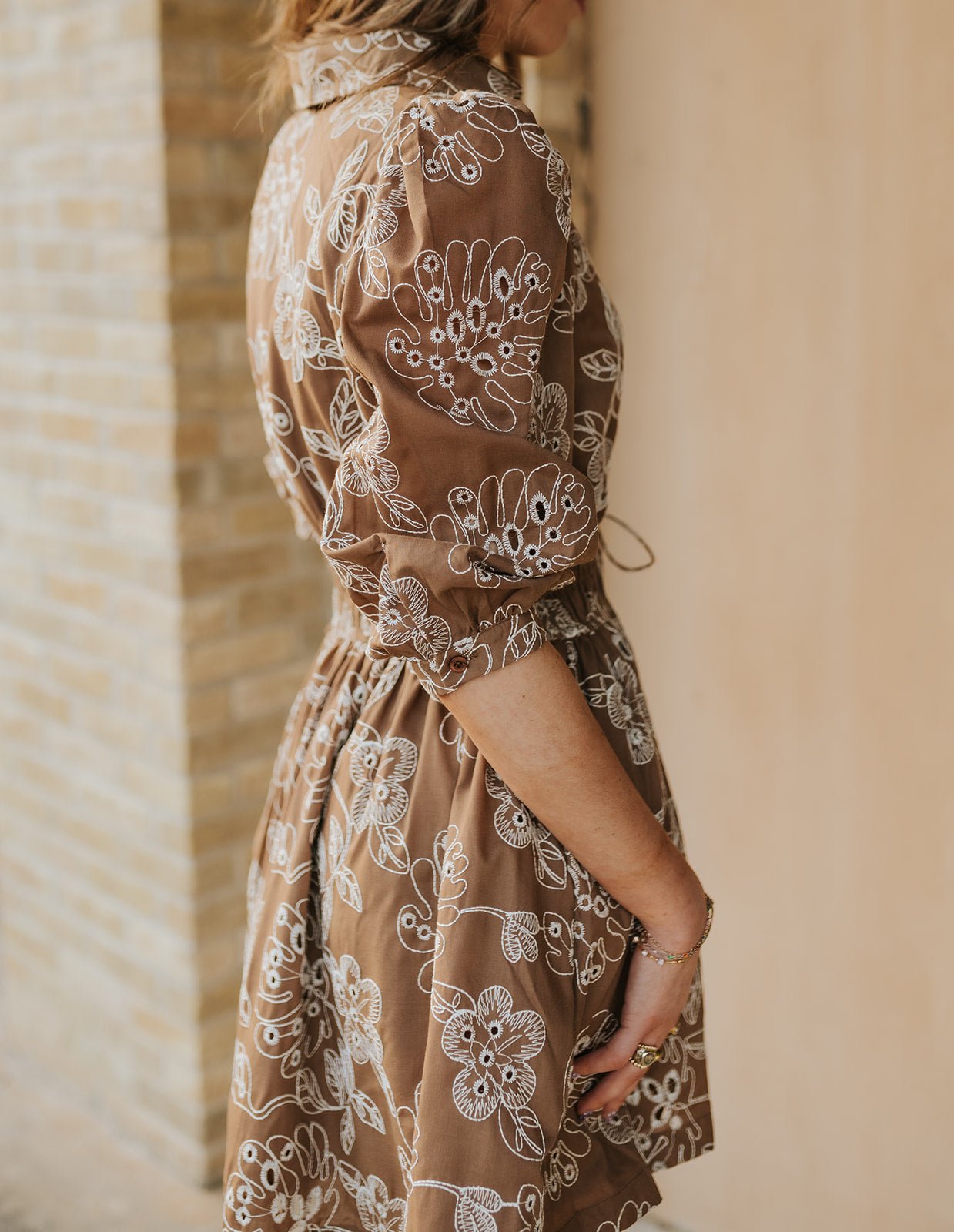 Brown Floral Print Dress CD06298 - Southern Soule Designs