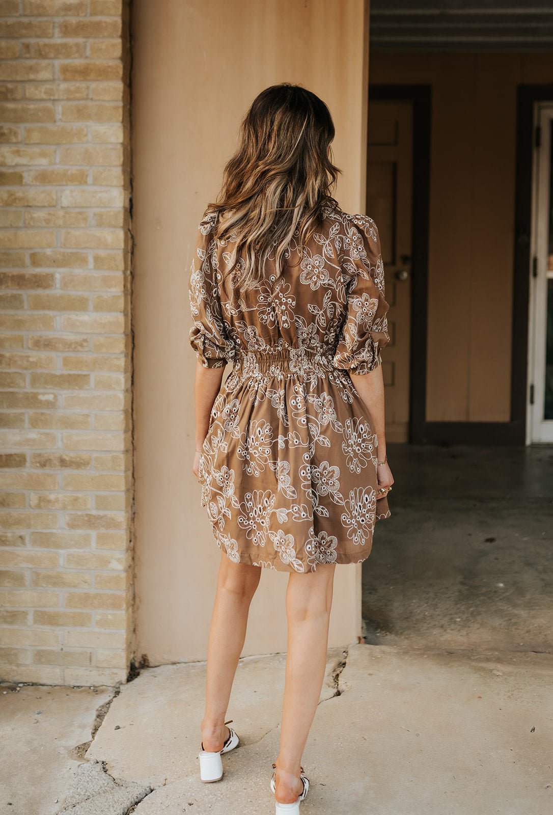 Brown Floral Print Dress CD06298 - Southern Soule Designs