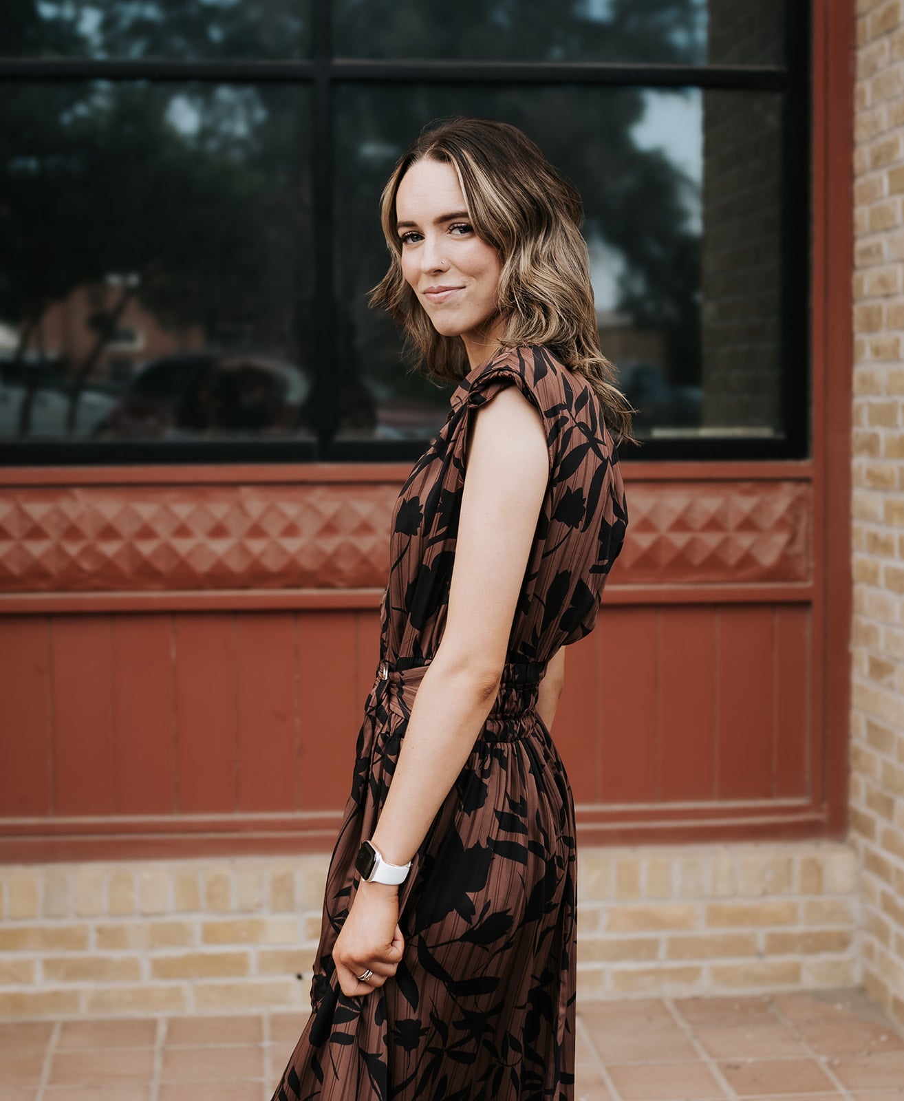 Brown Foliage Sleeveless Midi Dress MSP50149 - Southern Soule Designs