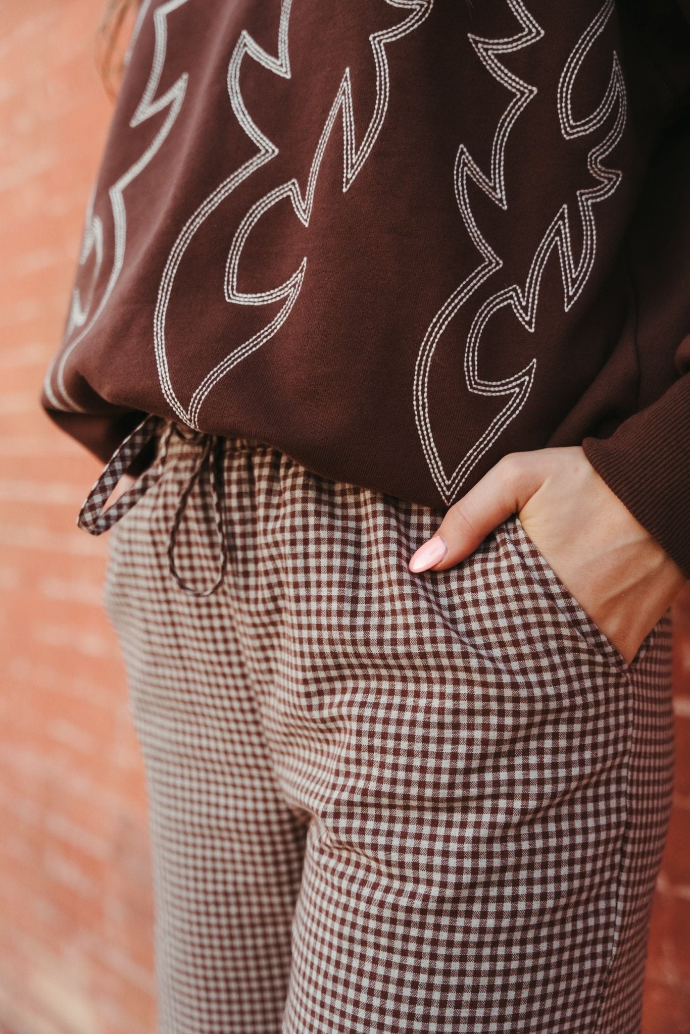 Brown Gingham Pants BRP2663 - 2 - Southern Soule Designs
