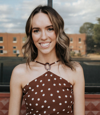 Brown Jane Polka Dot Midi Dress PCD699 - Southern Soule Designs