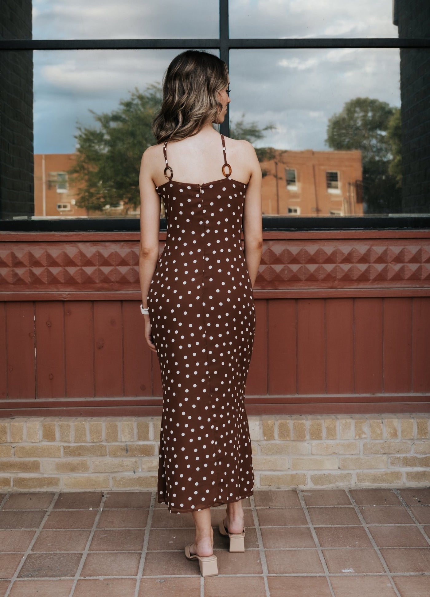 Brown Jane Polka Dot Midi Dress PCD699 - Southern Soule Designs