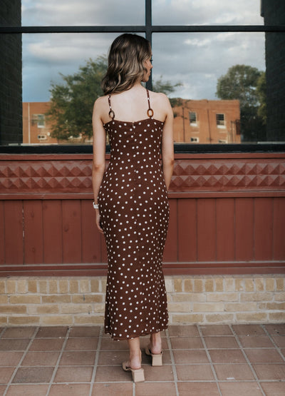 Brown Jane Polka Dot Midi Dress PCD699 - Southern Soule Designs