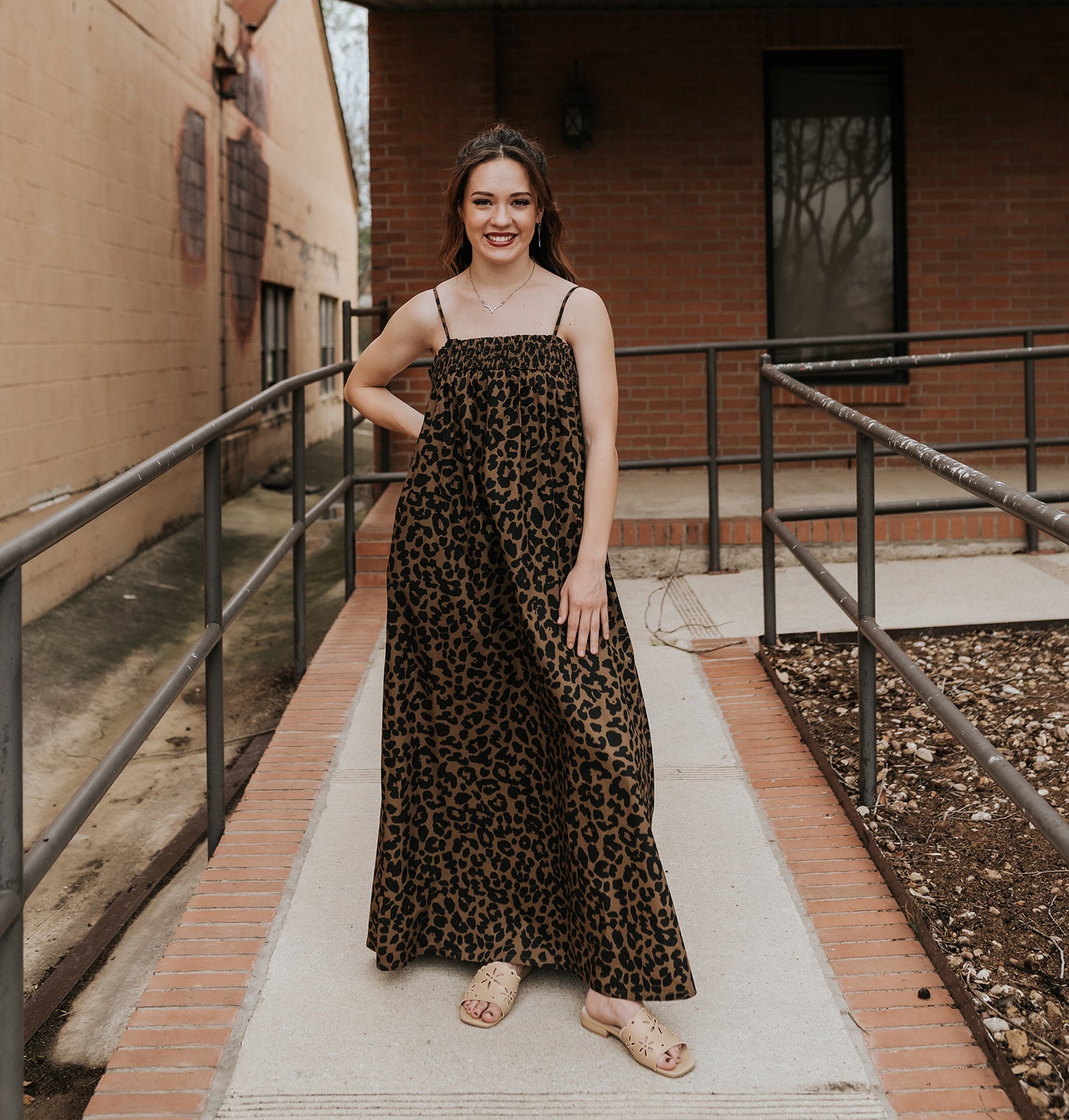 Brown Leopard Print Maxi Dress TBD13648 - Southern Soule Designs