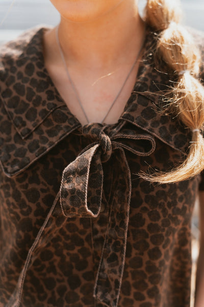 Brown Leopard Sailor Collar Mini Dress CD05553 - Southern Soule Designs