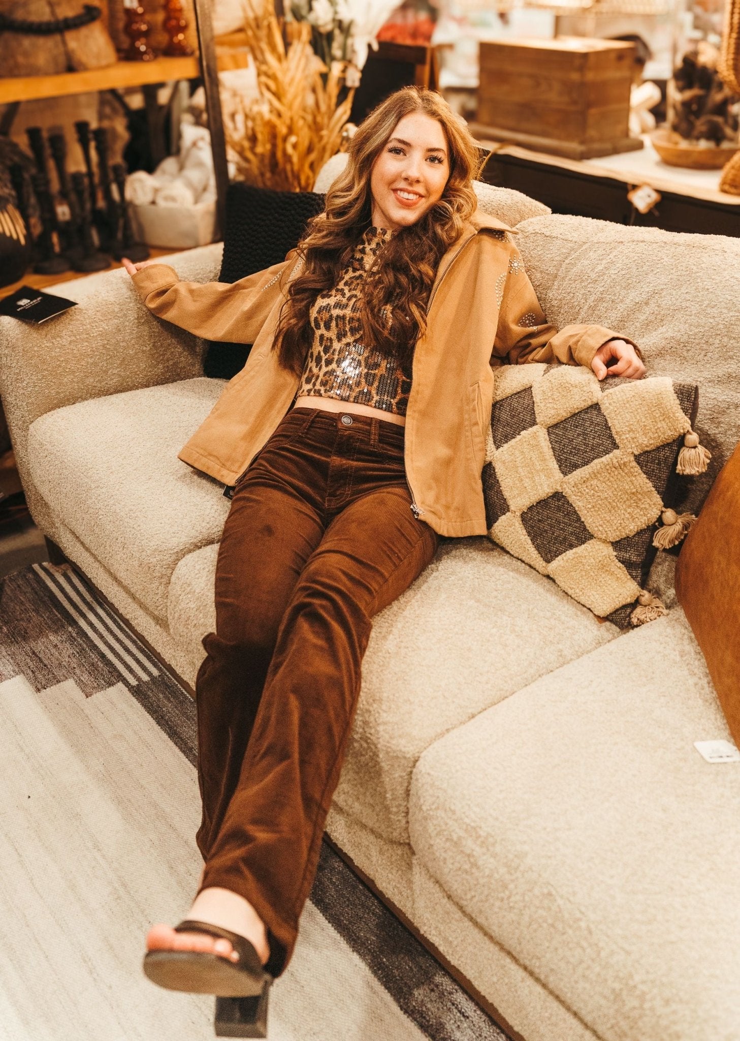 Brown Long Sleeve Sequin Top BRT3114 - 2 - Southern Soule Designs