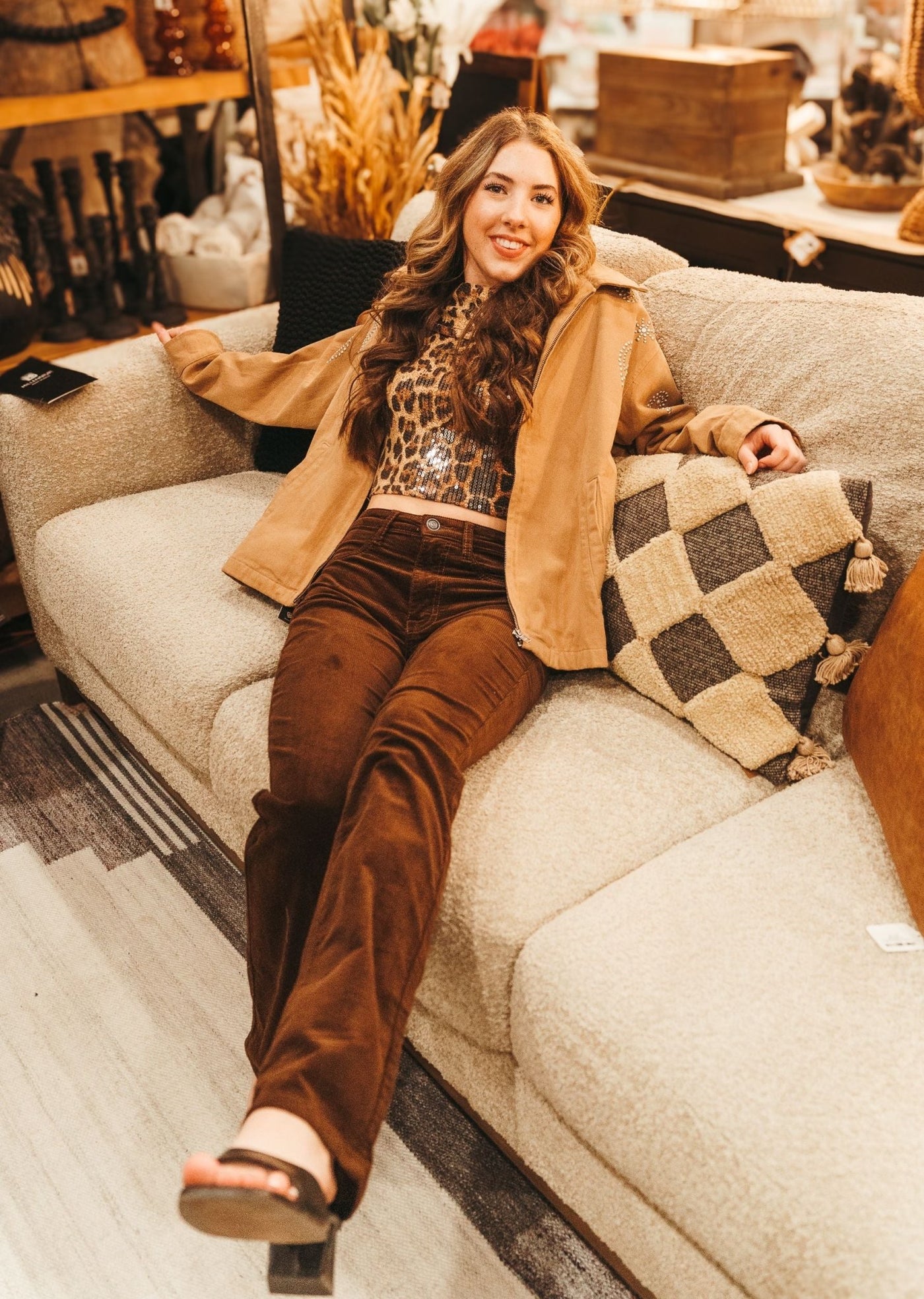 Brown Long Sleeve Sequin Top BRT3114 - 2 - Southern Soule Designs