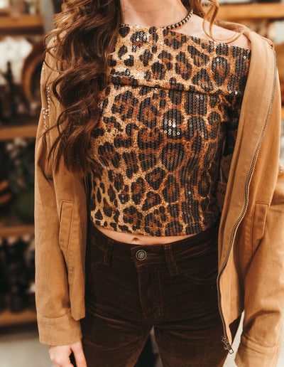 Brown Long Sleeve Sequin Top BRT3114 - 2 - Southern Soule Designs