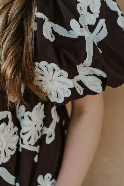 Brown Maddy Mini Dress w/Floral Embroidery S1449D - 3 - Southern Soule Designs