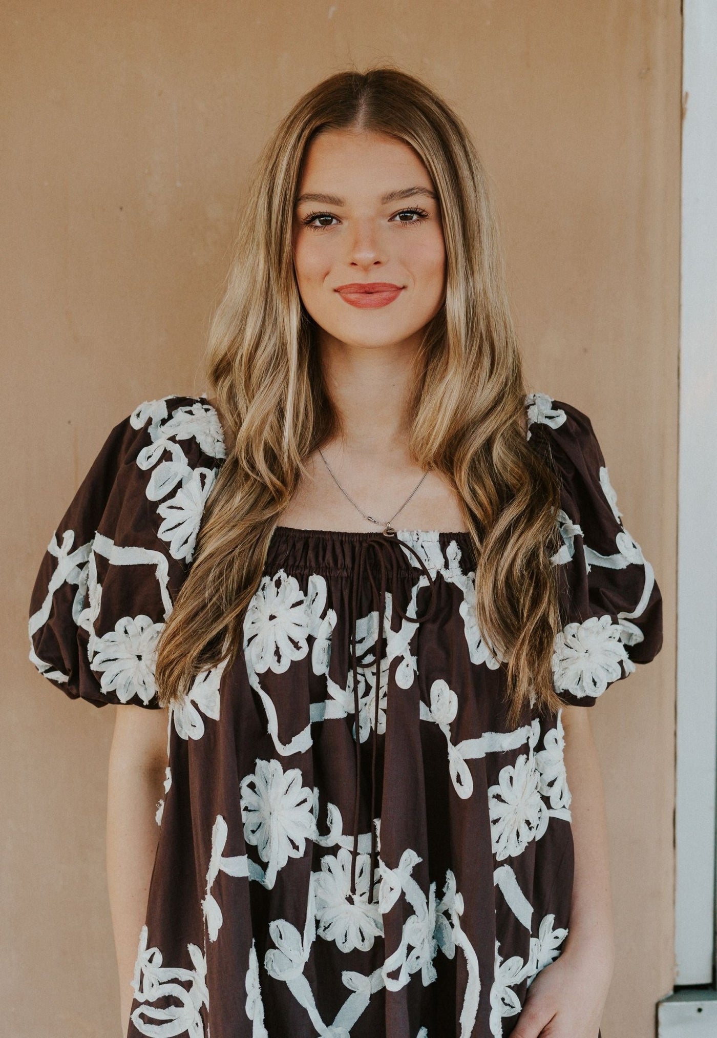 Brown Maddy Mini Dress w/Floral Embroidery S1449D - 3 - Southern Soule Designs