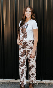 Brown Multi Print Stretch Pant P6440 - Southern Soule Designs