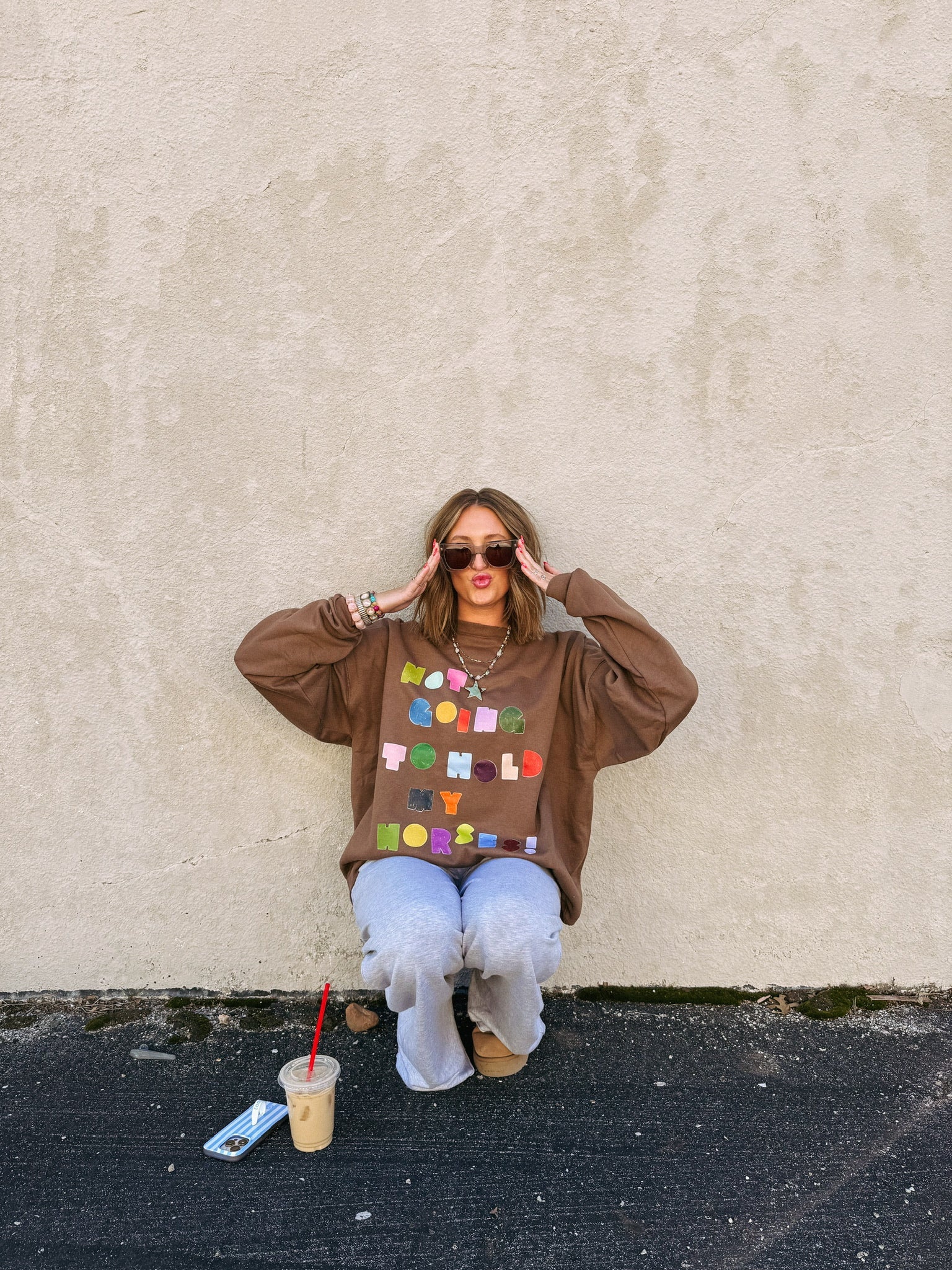 Brown Not Gonna Hold My Horses Sweatshirt - Southern Soule Designs