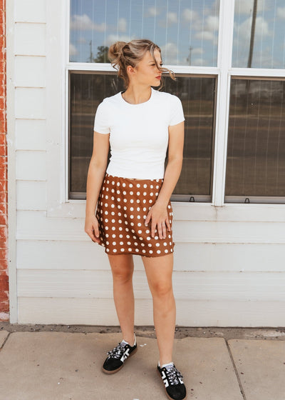 Brown Polka Dot Mini Skirt TBS13811B - Southern Soule Designs