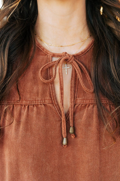 Brown Puff Sleeve Midi Dress with Pockets d25097 - Southern Soule Designs