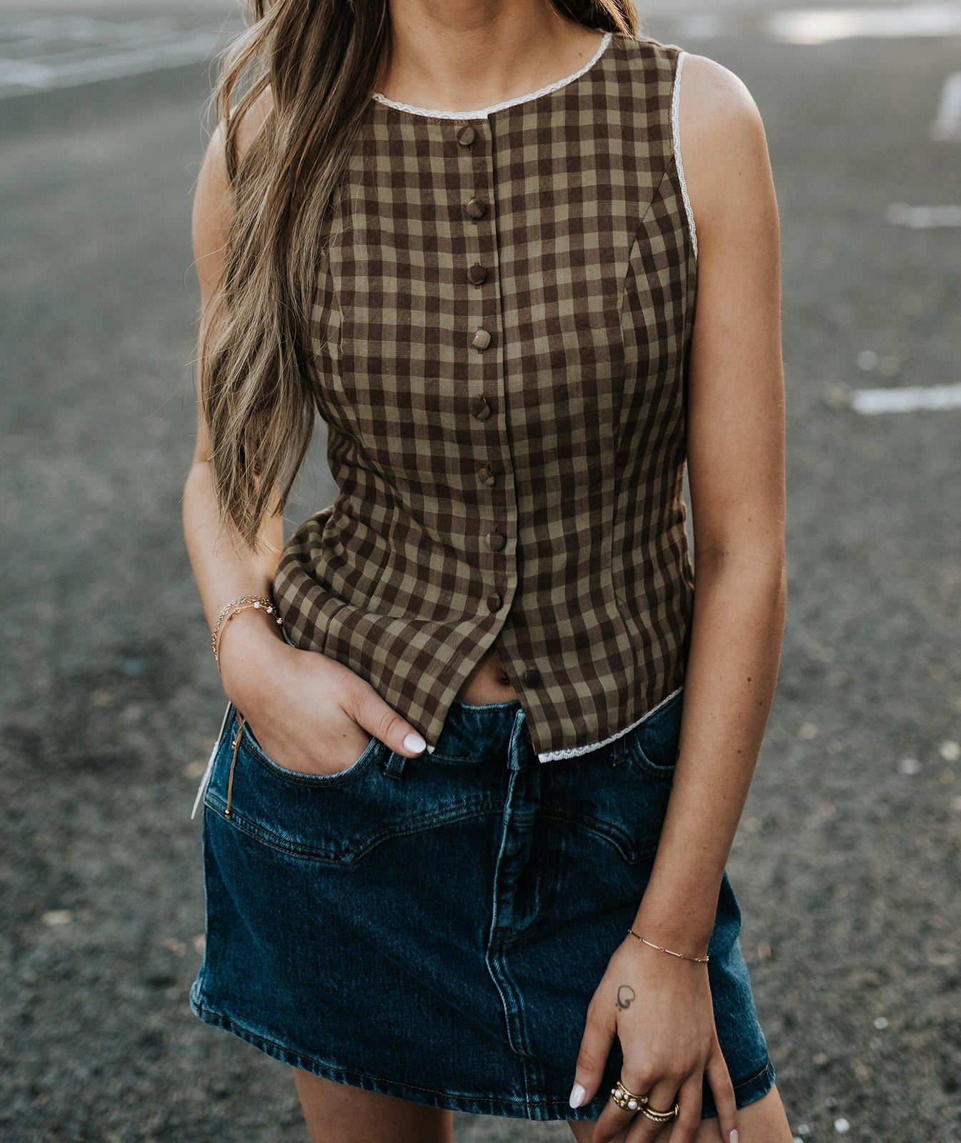 Brown Rebecca Gingham Vest PCT785 - Southern Soule Designs