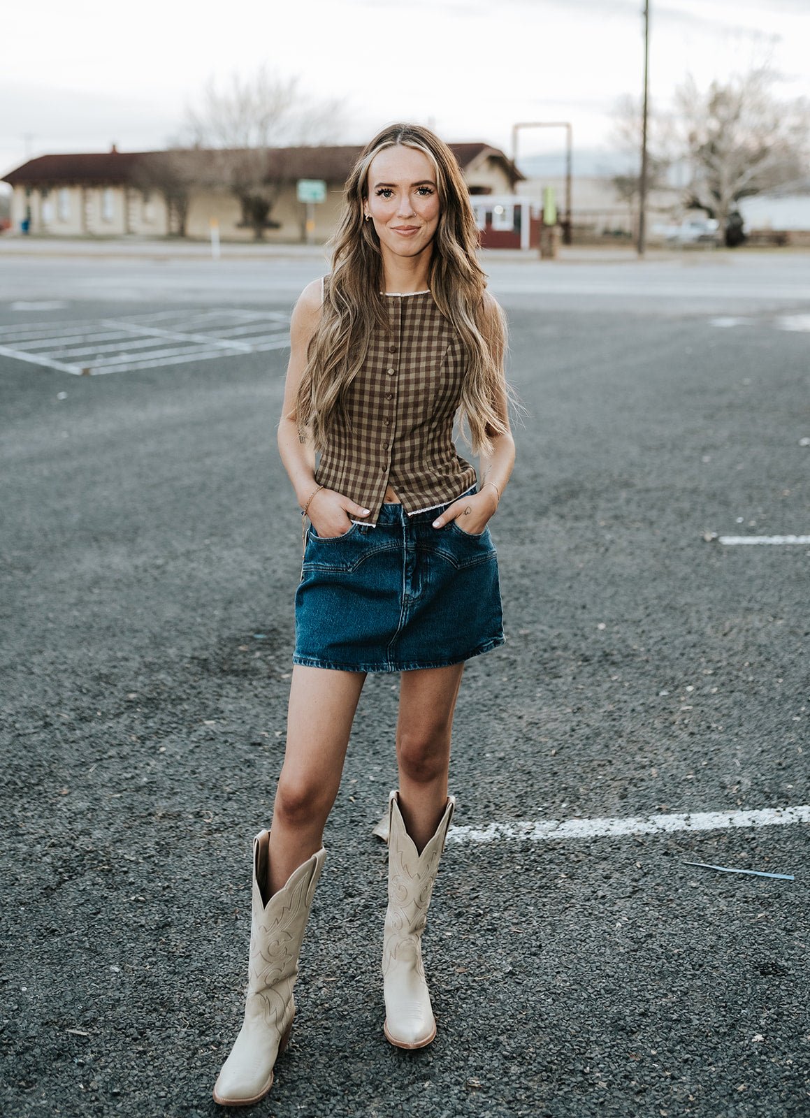 Brown Rebecca Gingham Vest PCT785 - Southern Soule Designs