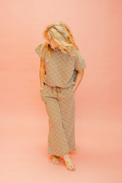 Brown Short Sleeve Texture Top T3872 - Southern Soule Designs