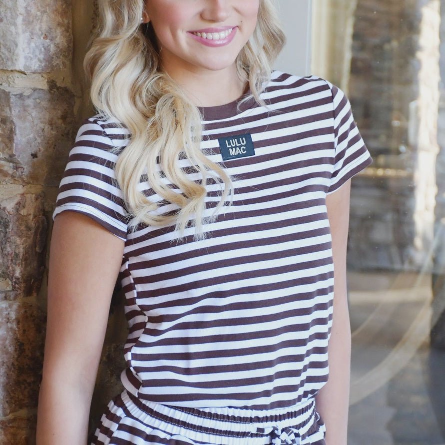 Brown Stripe Baby Doll Top - Southern Soule Designs