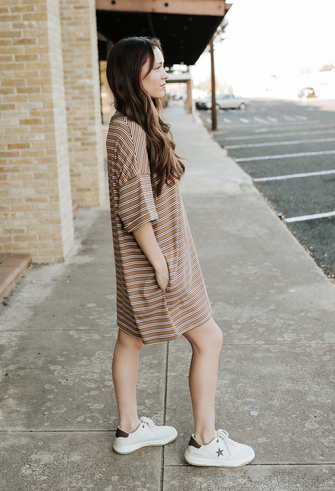 Brown Stripe Oversized Top VT72142 - 1 - Southern Soule Designs