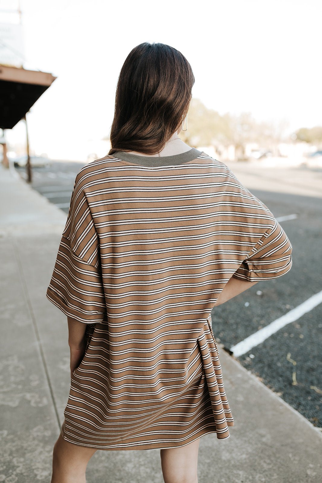 Brown Stripe Oversized Top VT72142 - 1 - Southern Soule Designs