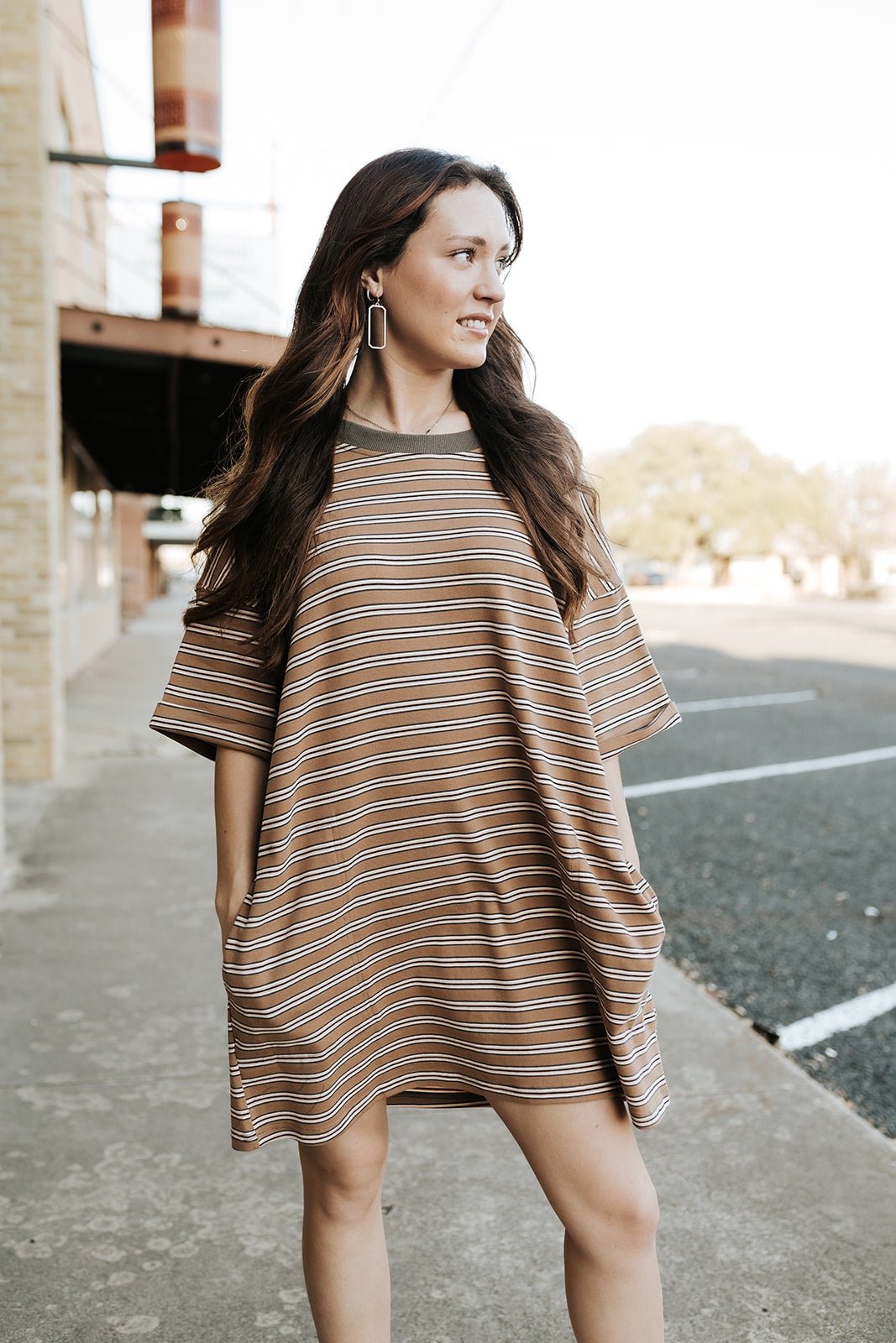 Brown Stripe Oversized Top VT72142 - 1 - Southern Soule Designs