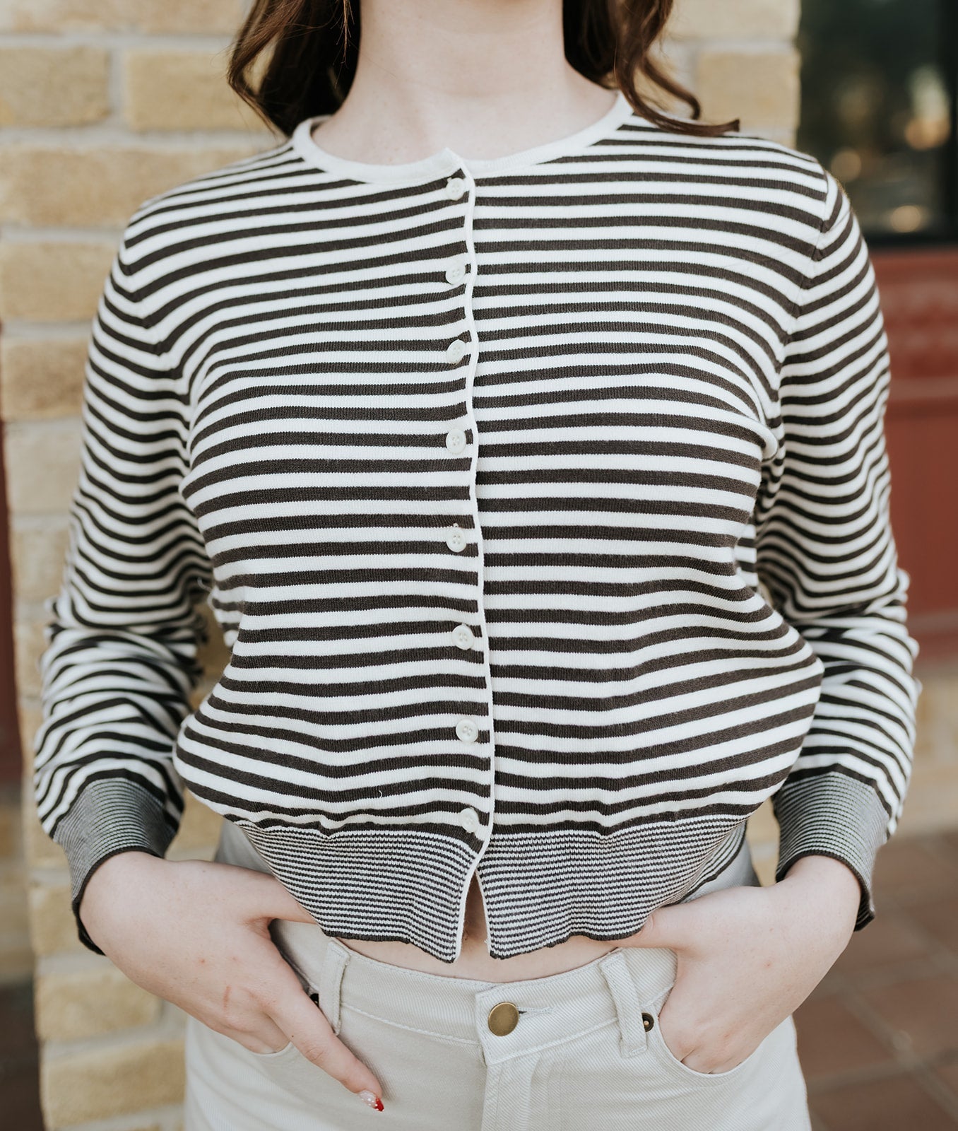 Brown Striped Cardigan C11227 - Southern Soule Designs