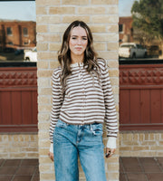 Brown/Oat/Butter Striped Cardigan J5578 - Southern Soule Designs