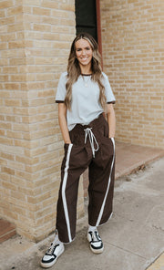Brown/White Windbreaker Pants IP5540 - Southern Soule Designs