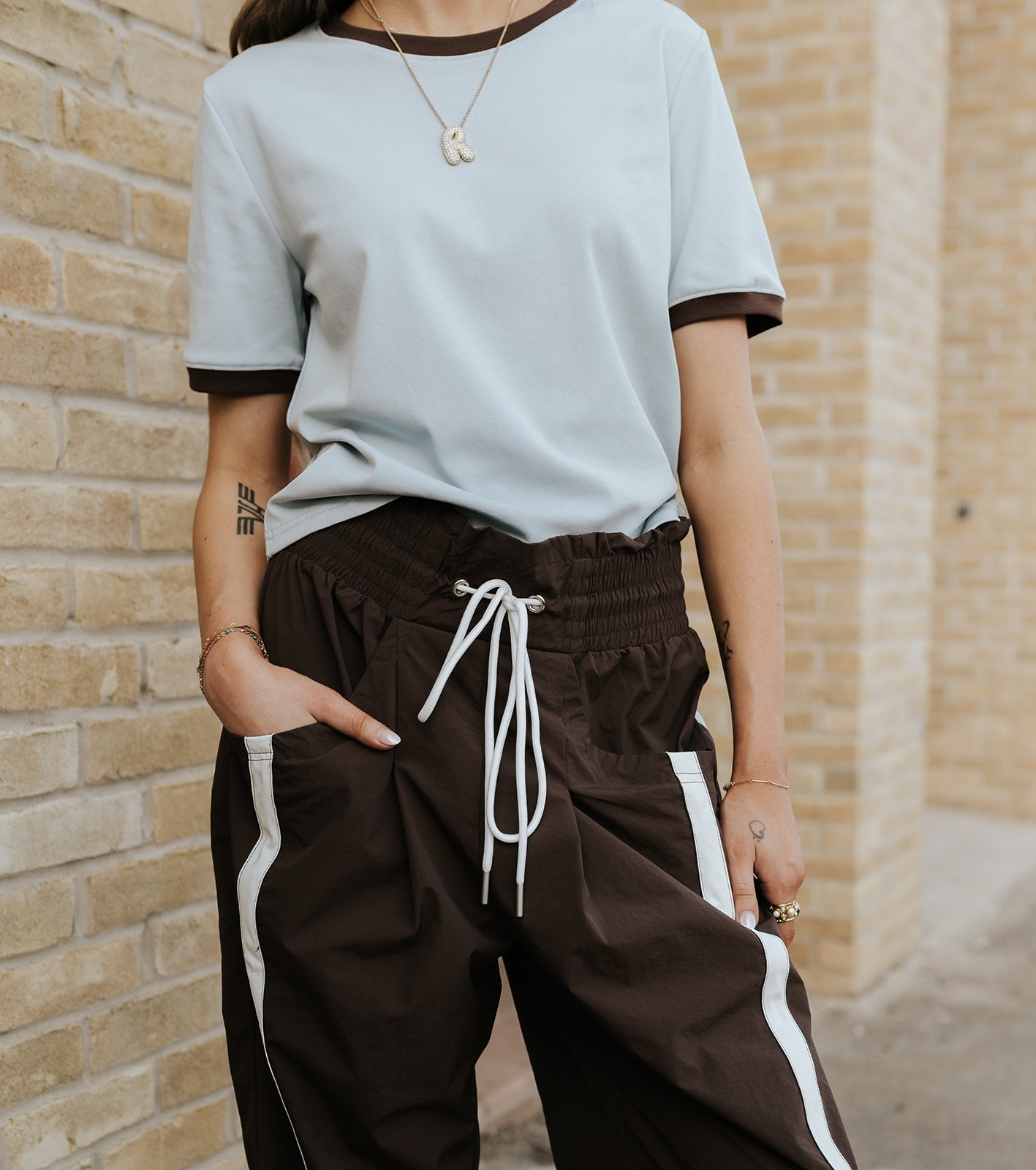 Brown/White Windbreaker Pants IP5540 - Southern Soule Designs