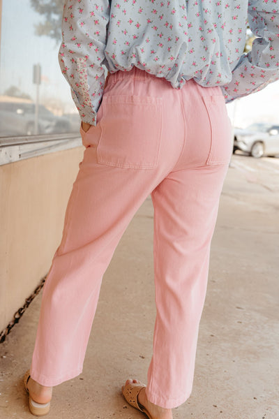 Bubblegum Drawstring Baggy Denim Pants WL24 - 9606 - Southern Soule Designs