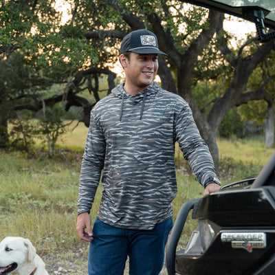 Bulebo Tiger Stripe Camo - Wetland Performance Hoodie - Southern Soule Designs