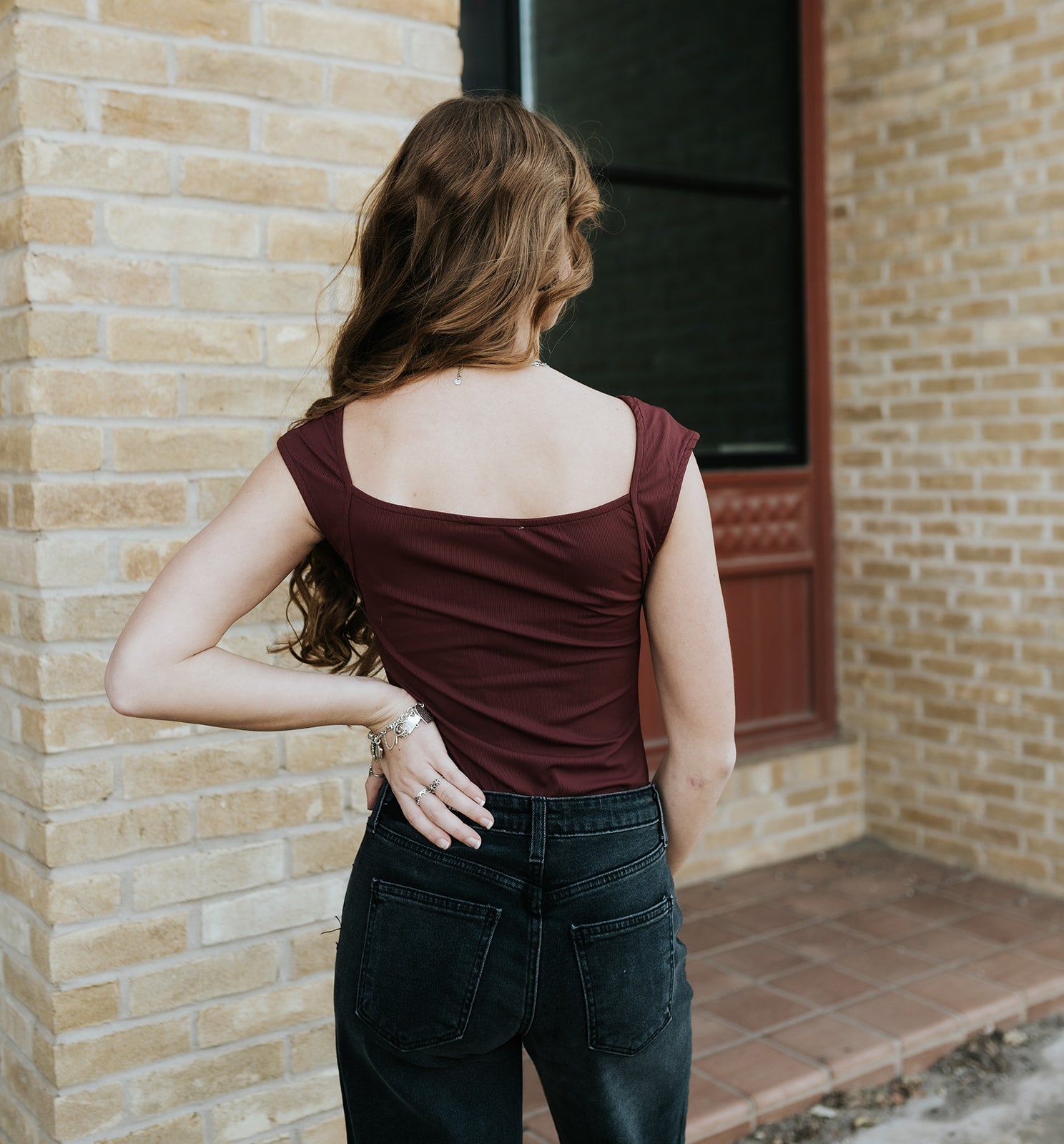 Burgundy Boat Neck Sleeveless Bodysuit MT20404 - Southern Soule Designs