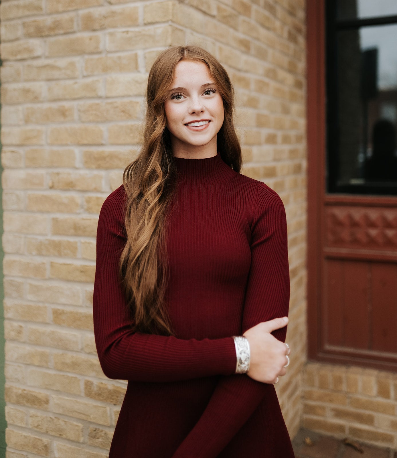 Burgundy Long Sleeve Mini Dress ID5527 - Southern Soule Designs