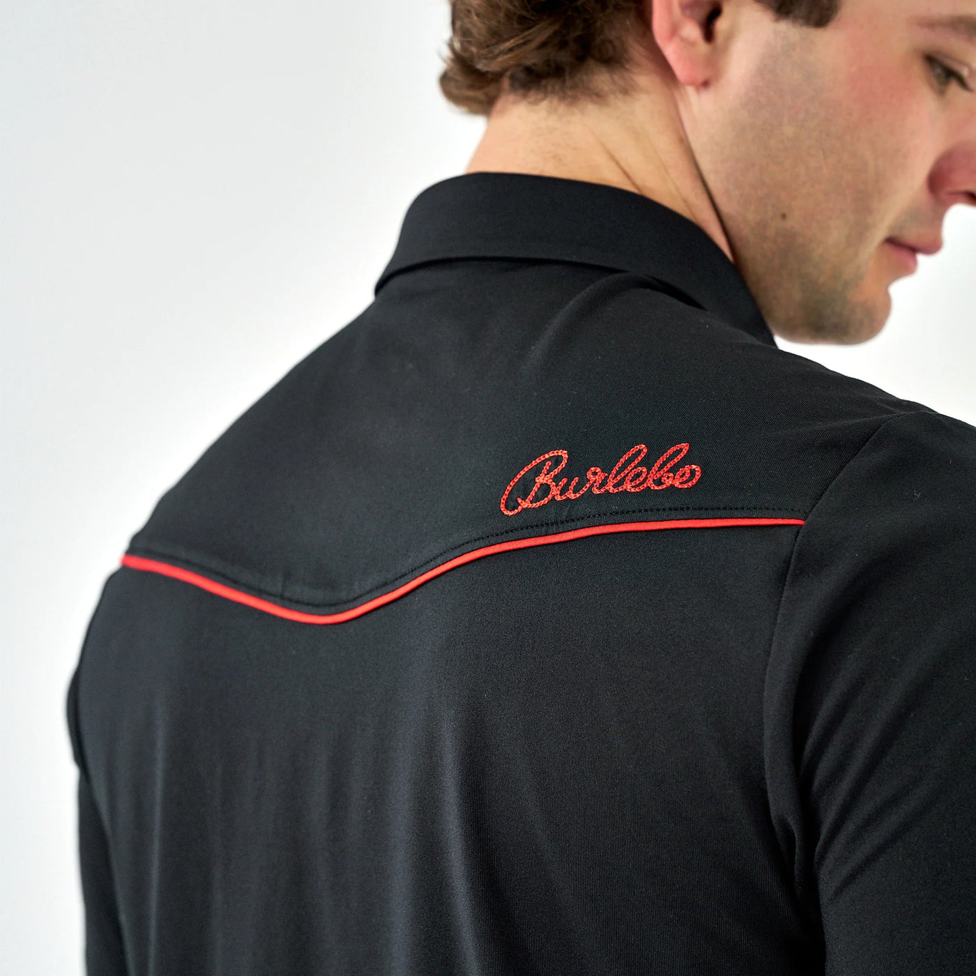 Burlebo Black & Red Pearl Snap Performance Polo - Southern Soule Designs