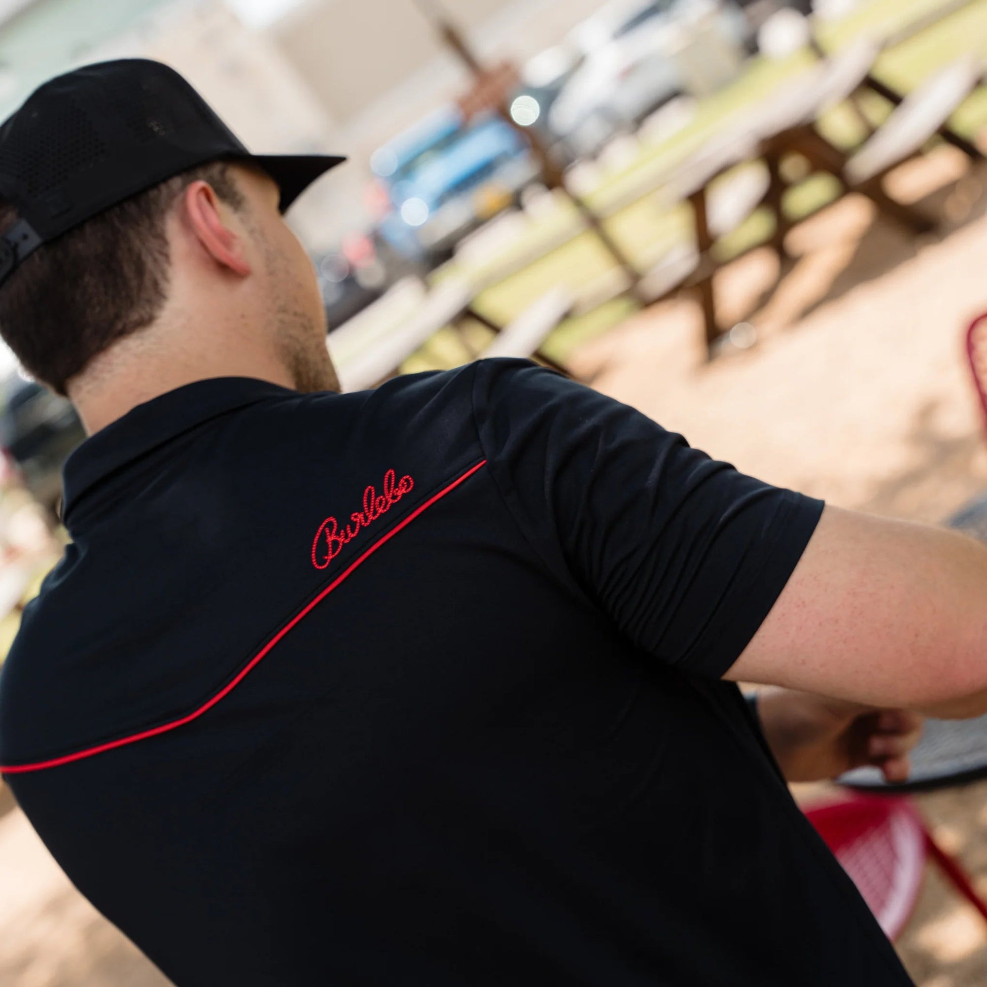 Burlebo Black & Red Pearl Snap Performance Polo - Southern Soule Designs