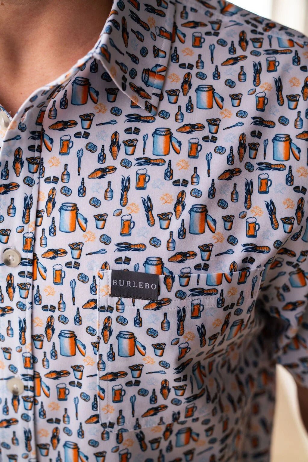 Burlebo Crawfish Boil Perf Button Up - Southern Soule Designs