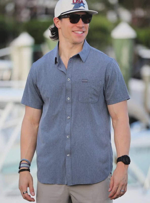 Burlebo Dark Heather Grey Performance Button Up - Southern Soule Designs