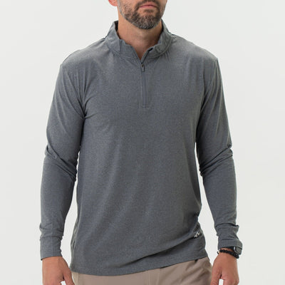 Burlebo Dark Heather Grey Performance Quarter Zip - Southern Soule Designs