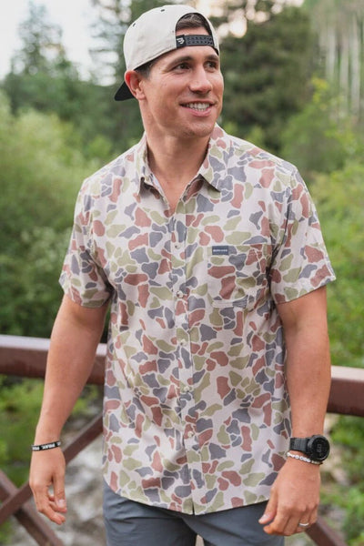 Burlebo Driftwood Camo Performance Button Up - Southern Soule Designs