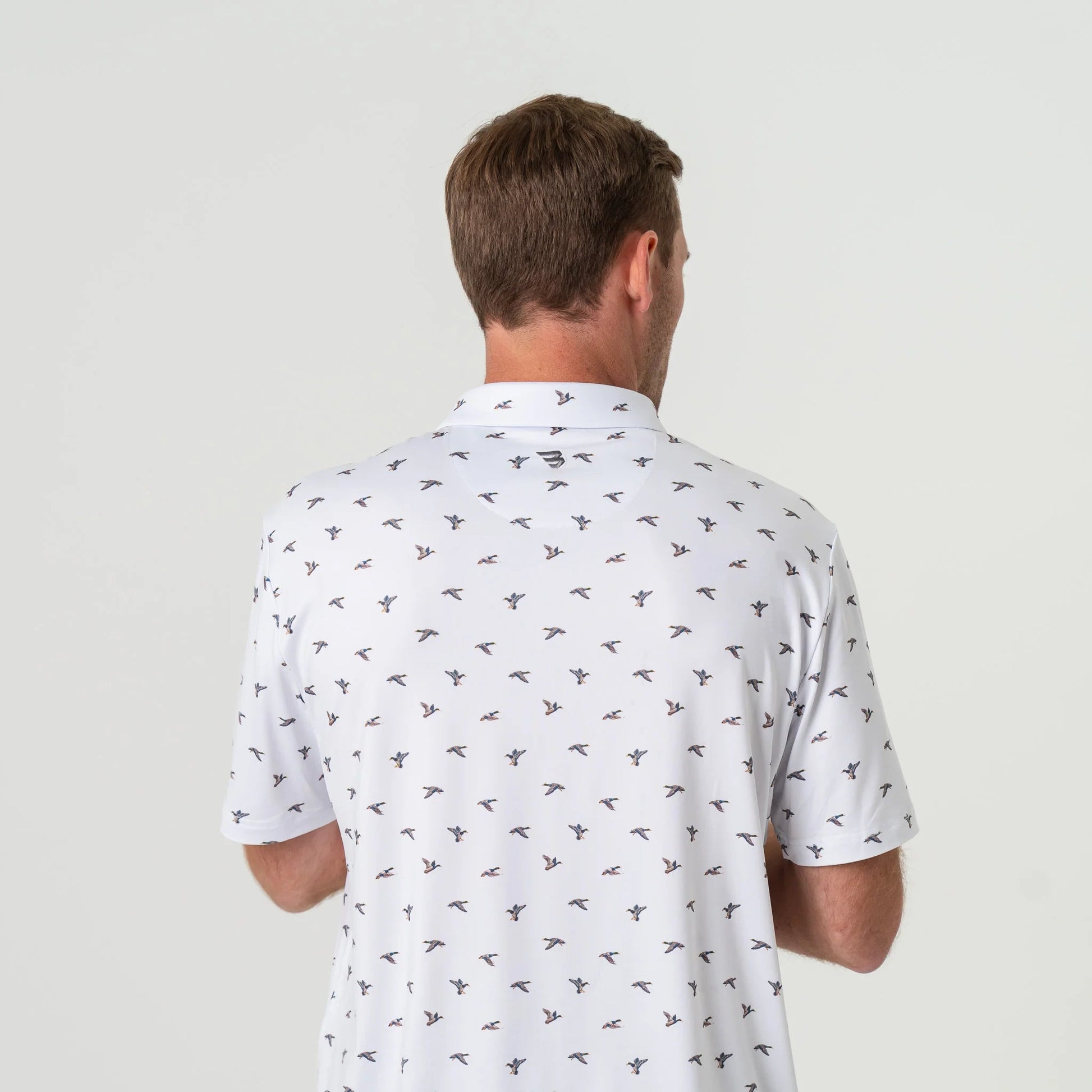 Burlebo Ducks Flying In White Performance Polo - Southern Soule Designs