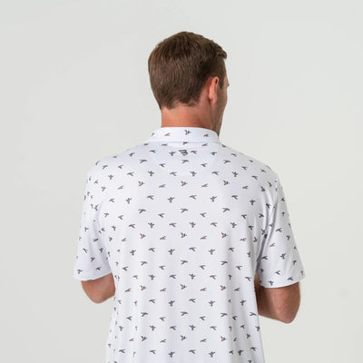 Burlebo Ducks Flying In White Performance Polo - Southern Soule Designs