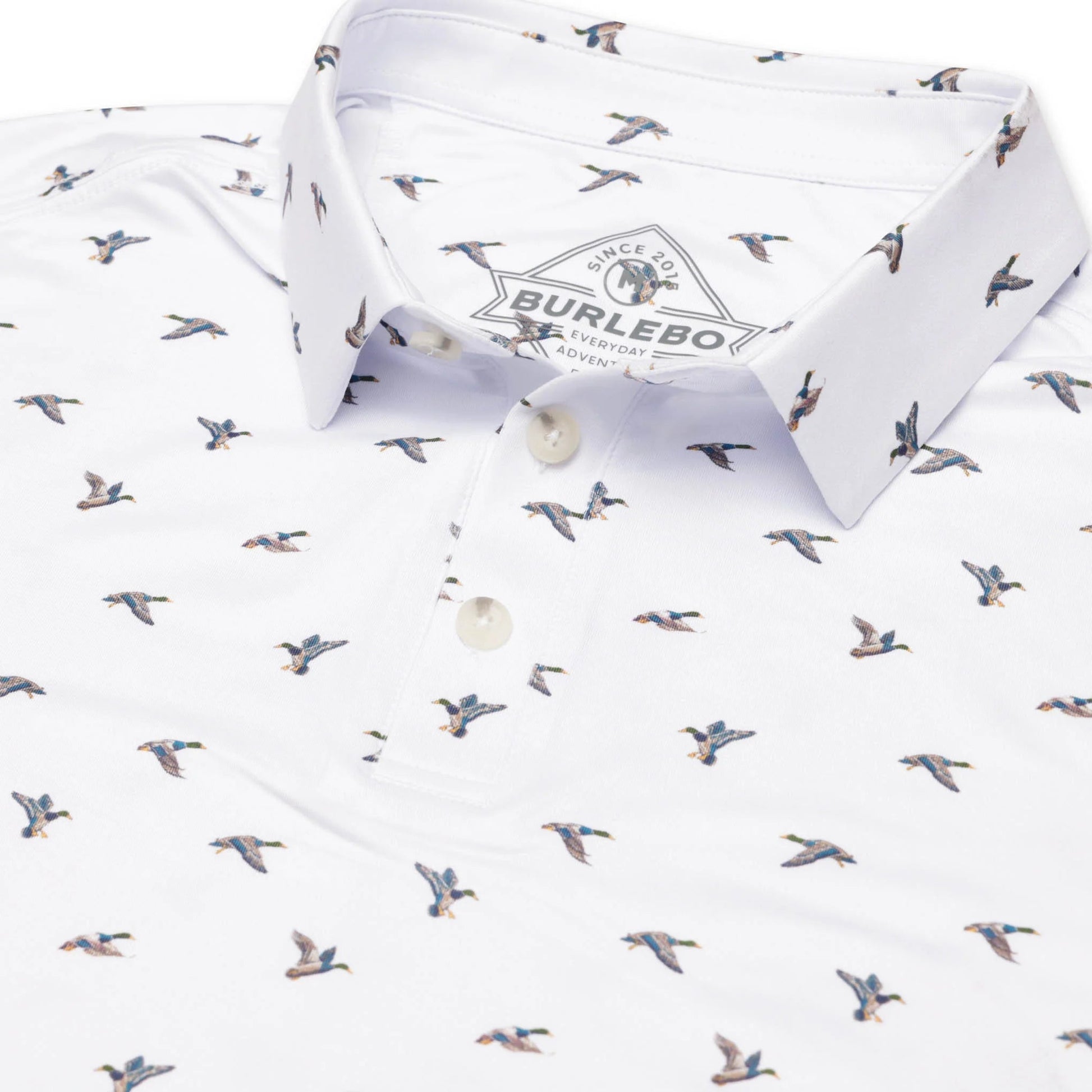Burlebo Ducks Flying In White Performance Polo - Southern Soule Designs